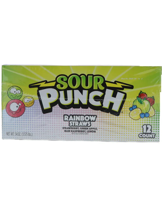 Sour Punch Straw King Size Rainbow Chewy Candy 12 Count - 4.5 oz image 0