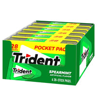 Trident Spearmint Sugar-Free Gum, 6 Pocket Packs - 28 Sticks image 0