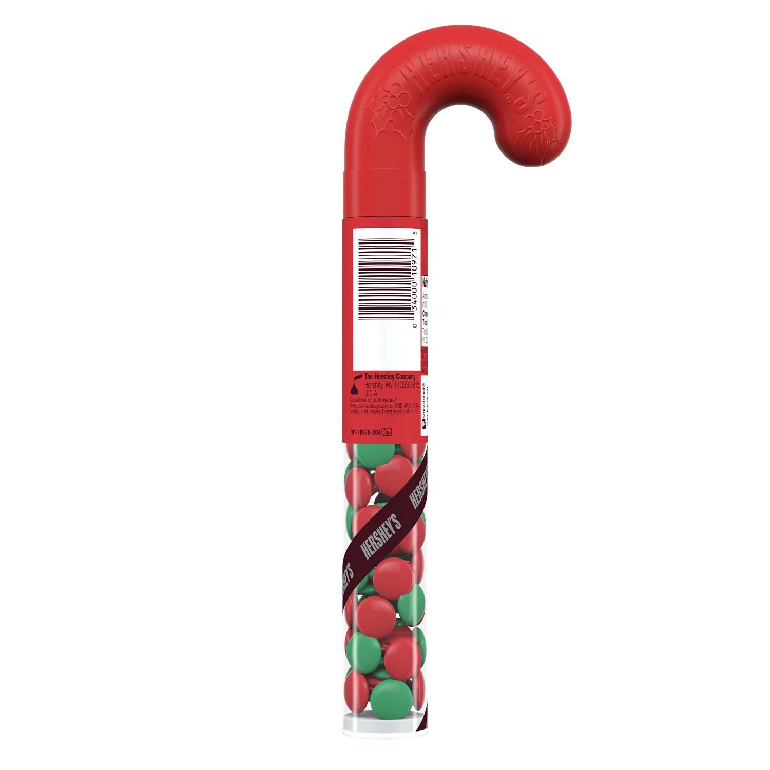 HERSHEY'S, HERSHEY-ETS Candy Coated Milk Chocolate Candy, Christmas, 1.4 oz, Filled Plastic Cane image 2