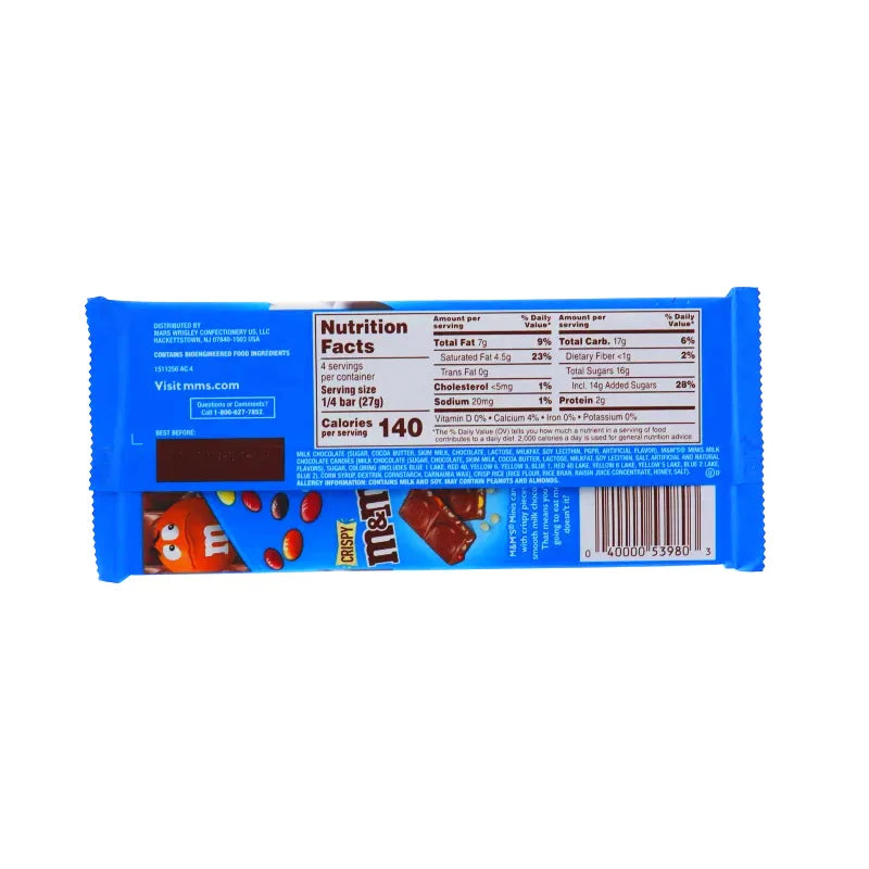 M&M's Tablet Crispy & Minis Milk Chocolate Candy Bar 3.8 oz image 1