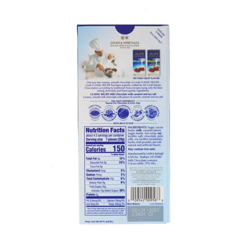 Lindt Milk Chocolate Caramel With Sea Salt - 4.4 oz image 1
