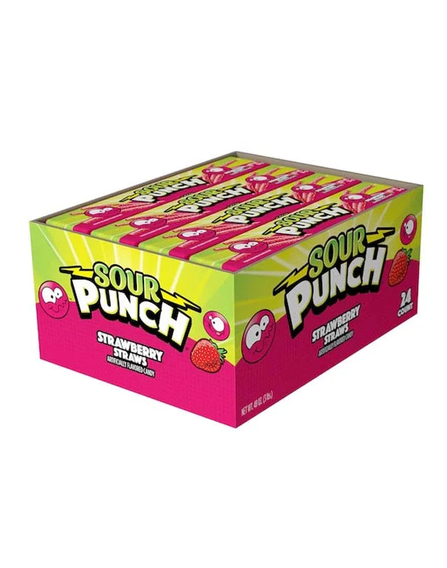 Sour Punch Straws Strikin Strawberry 24/2Oz image 0