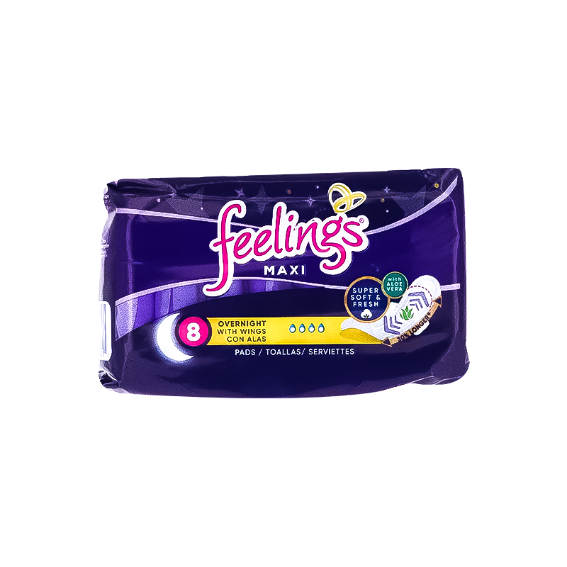Feelings Maxi Overnight Pads with Wings Pack of 8 image 0