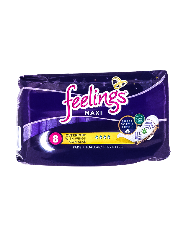 Feelings Maxi Overnight Pads with Wings Pack of 8 image 0