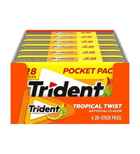 Trident Tropical Sugar Free Gum, 6 Pocket Packs - 28 Sticks image 1