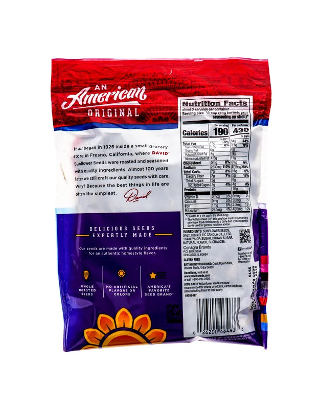 David Sunflower Seeds Jumbo Sweet & Salty 12 Count - 5.25 oz image 0
