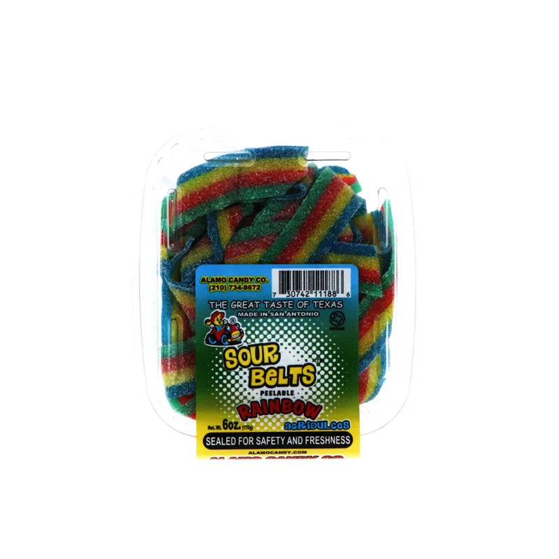 Alamo Candy Sour Rainbow Belts Candy - 6 oz image 0
