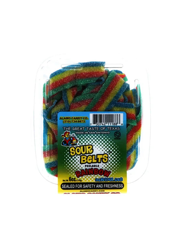 Alamo Candy Sour Rainbow Belts Candy - 6 oz image 0