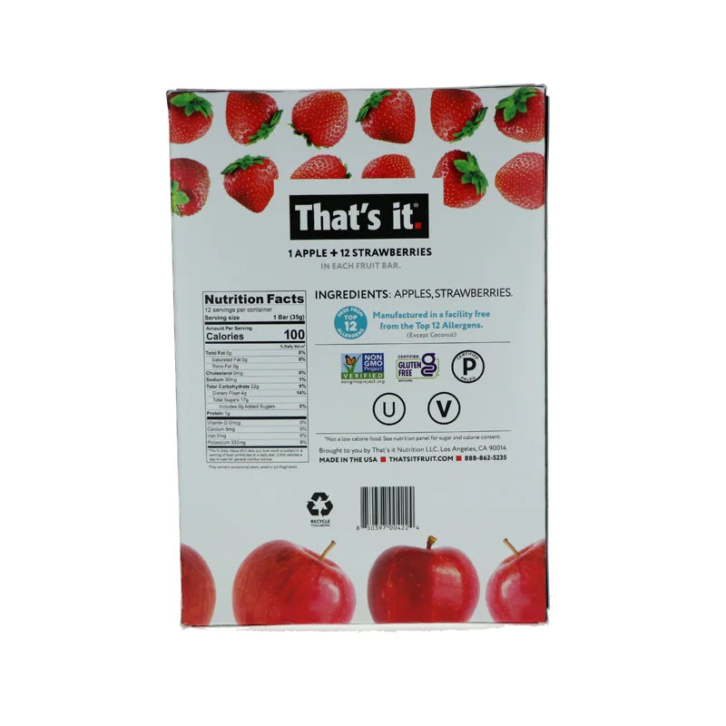 That's It Fruit Bar - Apple and Strawberry 12 Count - 1.2 oz image 2