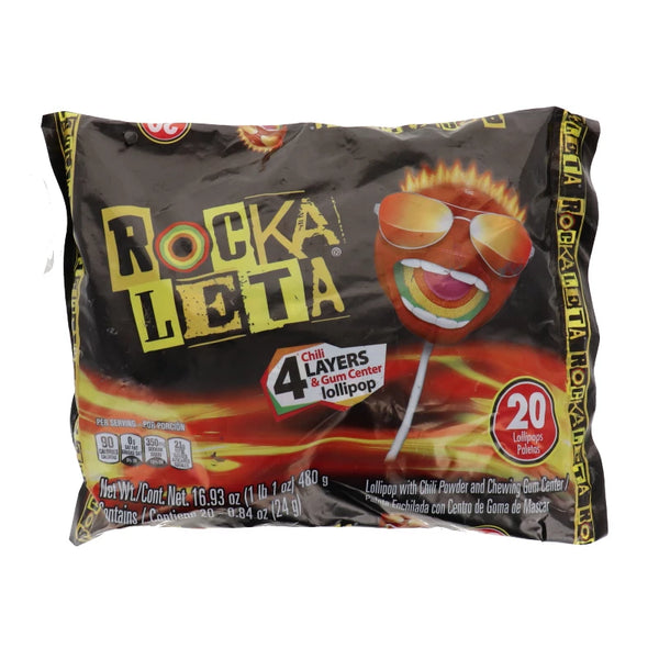 Rockaleta Gum Center and Chili Layers Lollipop By Sonric 20 count