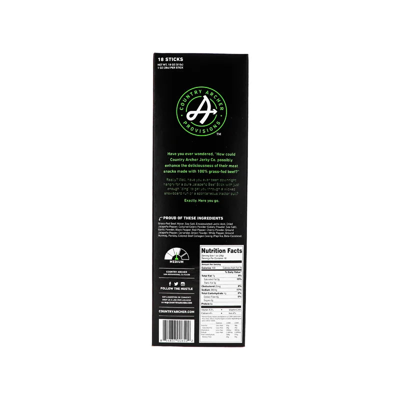 Country Archer Beef Stick Jalapeno 18 Count - 1 oz image 2