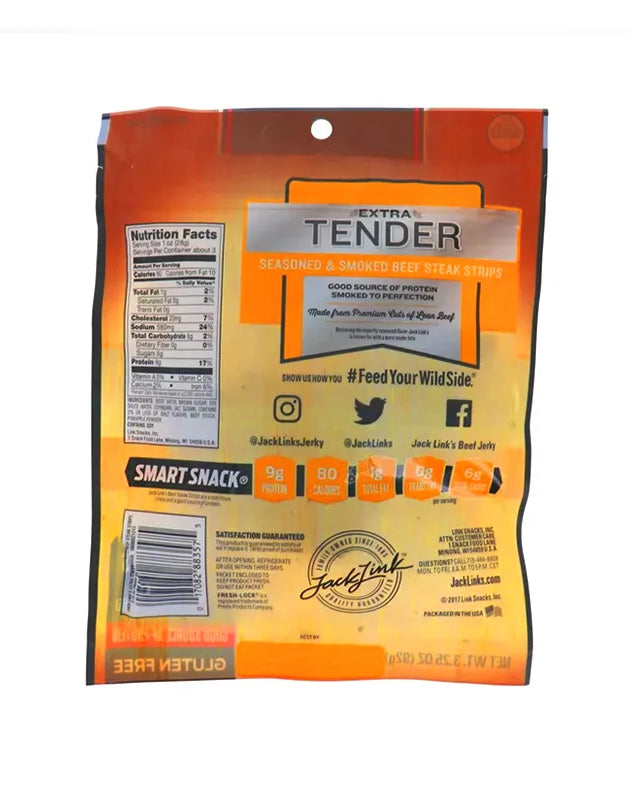 Jack Link Xtra Tender Steak Strip Teriyaki 3.25 oz image 0