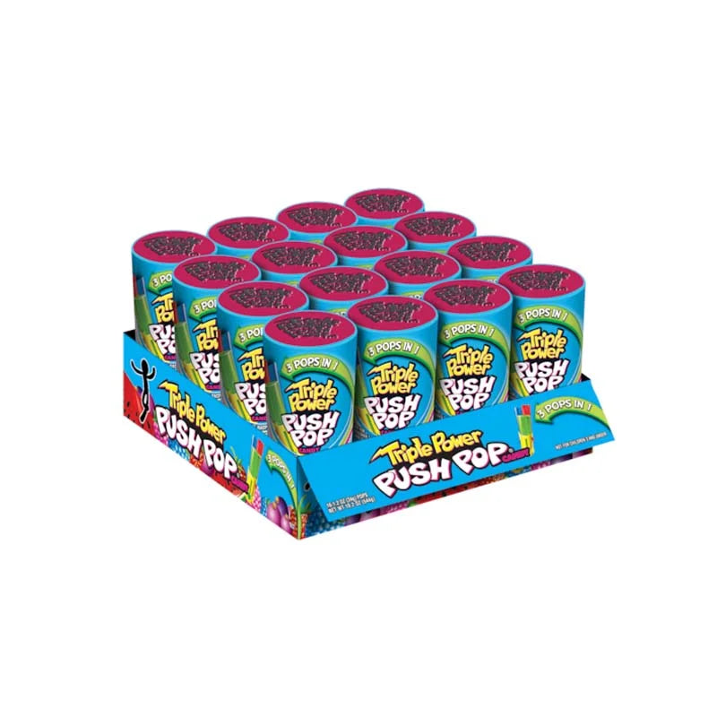 Topps Triple Power Push Pop Candy 16 Count - 1.2 oz image 0