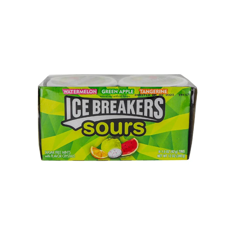 Ice Breakers Sours Mint Green Apple, Watermelon & Tangerine Cans 8 Count - 1.5 oz image 0