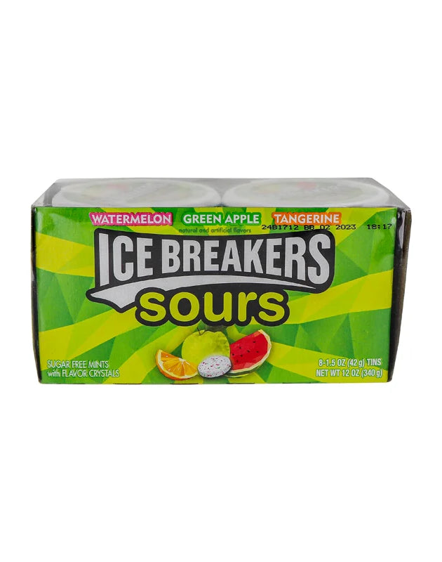 Ice Breakers Sours Mint Green Apple, Watermelon & Tangerine Cans 8 Count - 1.5 oz image 0