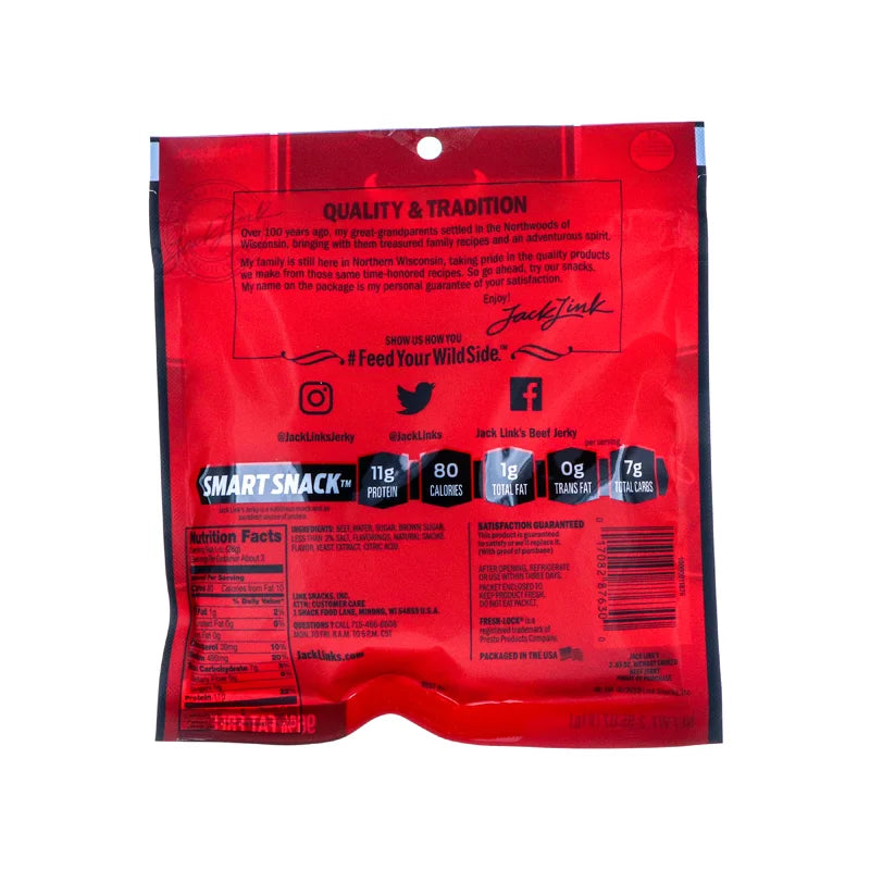 Jack Link Beef Jerky Original Hickory Smokehouse - Bag 2.85 oz image 1