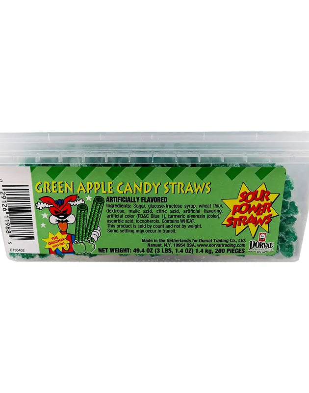Sour Power Straws Green Apple Straws 200 Count - 49.4 oz image 0