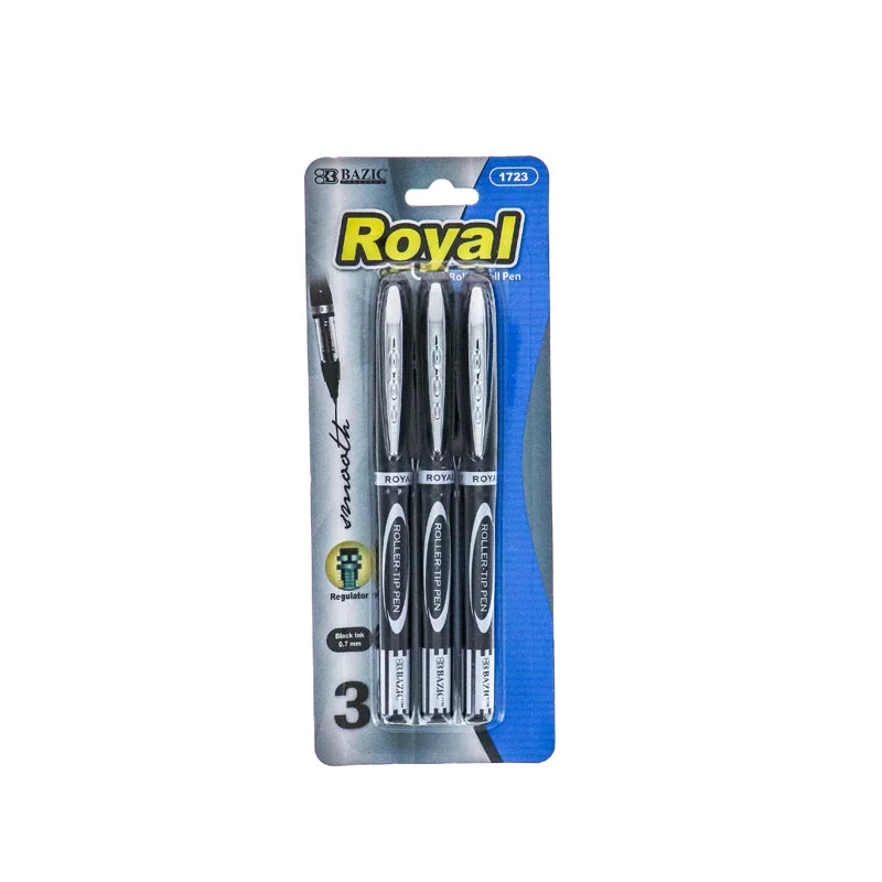 Bazic Roller Ball Pen - Black Ink - (Pack of 3) image 0