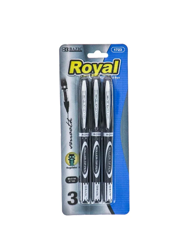 Bazic Roller Ball Pen - Black Ink - (Pack of 3) image 0
